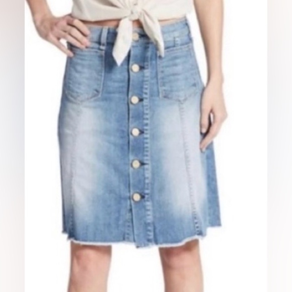 McGuire Denim Classic Blue A-Line Skirt with Metal Buttons. Patch Pockets. USA - Picture 11 of 11